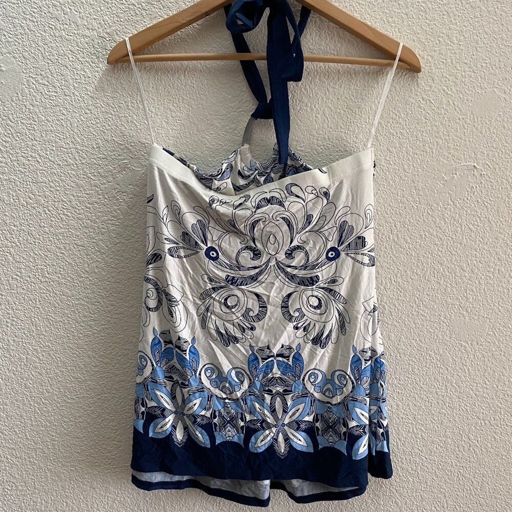 Boston Proper Halter Tie Tank Top Paisley Pattern Multi-Color Size Small - Picture 2 of 3